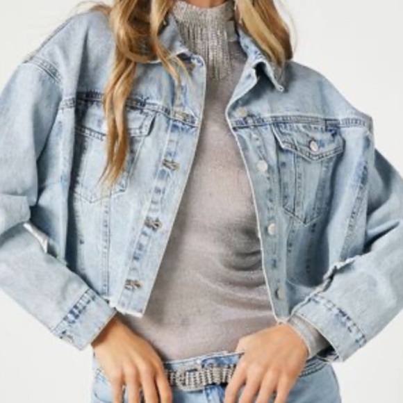 Girls Forever 21 Light Blue Jean Jacket - Picture 1 of 3
